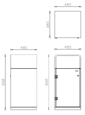Tekening afvalbak Cubo