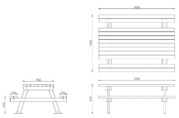 Tekening Picnictafel