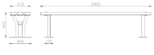 Tekeniing Bank Village, hout, zonder rugleuning