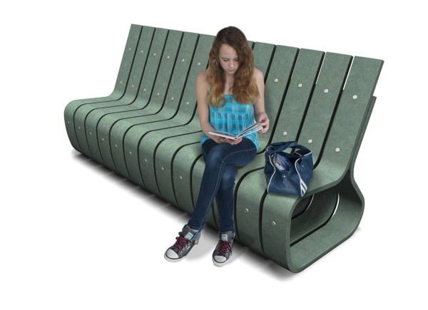 Circulaire bank Copacabana groen, van gerecycled kunstgras