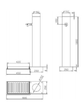 Tekening fonteintje RVS enkel
